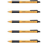 Lot De 5 Stylos Bille Rétractable Pointball Tracé 0,5 Mm Noir