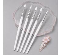 Lot de 5 stylos de sélection de strass pour nail art, outils de ramassage en cristal de silicone pour modelage de gel UV, sculpture de fleurs 3D, design de pointillage et manucure, blanc