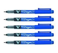 Lot de 5 Stylos feutre V Sign Pen Pointe moyenne 0,6 mm Bleu