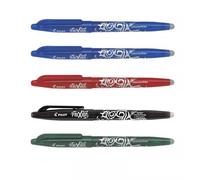 Lot de 5 stylos FriXion Ball pointe moyenne 0.7mm 2x bleu rouge noir vert Pilot