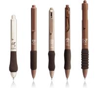 Lot De 5 Stylos Gel Rétractables Grip Caoutchouc Pointe Fine Pour Journal École Bureau Design Café Mignon (0,5 Mm) (Encre Noire)