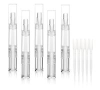 Lot de 5 stylos transparents torsadés pour applicateur d'huile cuticule, stylo d'huile à ongles vide avec pointe pinceau, tube liquide de croissance de cils, récipient pour gloss cosmétique (5 pièces)