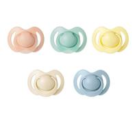Nuby Lot 5 sucettes orthodontiques silicone 6-18 mois 3 modèles jour/nuit 2 phosphorescentes Sans BPA