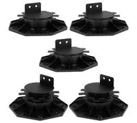 Lot de 5 supports de palier de terrasse réglables en hauteur - Base de support en polypropylène noir - Supports de solives pour bois, WPC, bois et aluminium (30 à 60 mm)