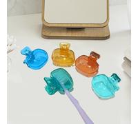 Lot de 5 supports muraux autocollants pour brosse à dents pour salle de bain, miroir, carrelage en verre, pour la maison et le bureau (orange, bleu, vert clair, vert, jaune)