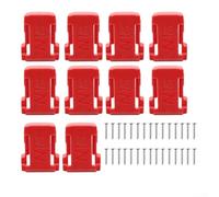 Lot de 5 supports muraux robustes pour batterie compatibles avec 48-11-1820 1852 1865 - Support de rangement d'outils robuste pour établi de camionnette, solutions de rangement Rouge (10 pièces)