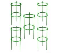 Lot de 5 supports pour tomates en pot, anneau d'escalade réglable en ABS robuste, 20 cm, vert, exposition optimale et forme de croissance pour les légumes