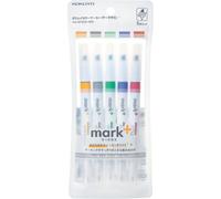 Lot De 5 Surligneurs 2 Voies Vivid 5 Couleurs Marqu+ Marqueurs À Double Pointe, Pointe Biseautée À Séchage Rapide, Doré, Gris, Vert Clair, Bleu Marine, Rouge. Importation Du Japon[Z1223]