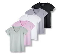 Real Essentials Col en V Dry Fit pour Femme T-Shirt, Lot de 9, XXL