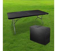 Lot de 5 Table Pliante Effet Rotin 180 cm d'Appoint Rectangulaire Noire - Table de Camping 8 personnes L180 x l74 x H74cm en HDPE Haute Densité Épaisseur 3,5 cm - Pieds Acier Pelliculé- Idéal Mariage
