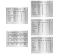 Lot de 5 tableaux de conversion magnétiques en acier inoxydable pour | Aimant arrière puissant, fixation de réfrigérateur, référence de cuisson rapide, lot de 5 pièces, construction en acier