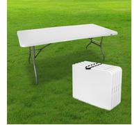 Lot de 5 Tables de Jardin Pliantes 180 cm Rectangulaire Blanche - Table de Camping 8 personnes L180 x l74 x H74cm en HDPE Haute De