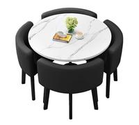 Lot de 5 tables de négociation de réception avec chaises, table de salle à manger et bureau café pour entreprise, conférence, salon, cuisine et bureau, 70 cm