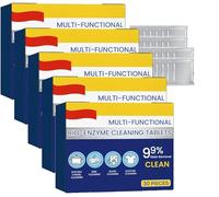 Lot de 5 tablettes de nettoyage multifonctionnelles bio-enzymes, anti-rouille, poudre de nettoyage multi-usages, tablettes de nettoyage pour bouteilles d'eau, nettoyant enzymatique domestique pour