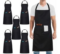 Lot de 5 tabliers de cuisine noirs avec poches Vendos85