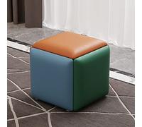 Lot de 5 tabourets ottomans cubiques empilables en cuir avec roulettes pour salon, chambre à coucher, salle à manger avec repose-pieds