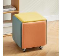 Lot de 5 tabourets ottomans cubiques empilables en cuir avec roulettes pour salon, chambre à coucher, salle à manger avec repose-pieds