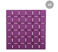 MSV - Lot de 5 Tapis Antidérapants de Douche ou Baignoire - Caoutchouc Quadro - 13 x 13 cm - Violet - Sécurité Optimale - Convient aux Environnements Humides