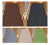 Lot de 5 tapis antidérapants en bois massif pour escaliers avec protection du sol et tapis de lavage, silencieux et résistant à l'usure pour la sécurité des escaliers domestiques (marron clair)