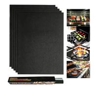 Lot de 5 tapis de barbecue pour barbecue à gaz - 40 x 33 cm - Antiadhésif - Réutilisables - Film de cuisson permanent pour four - Pour le fond du four - Pour gaz, électrique et ventilateur - Noir V