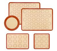 Lot de 5 tapis de cuisson en silicone anti-adhésifs et réutilisables de qualité alimentaire, parfaits pour macarons, biscuits, pizzas, pain et pâtisseries, formes rondes et carrées incluses (5)