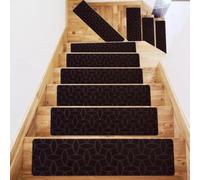 Lot de 5 tapis de marches d'escalier antidérapants de 20,3 x 76,2 cm, motif pierre avec ruban adhésif réutilisable pour marches en bois, pour enfants, animaux domestiques et personnes âgées, couleur
