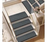 Lot de 5 tapis de sécurité antidérapants pour marches d'escalier d'intérieur de 20,3 x 55,9 cm avec dos solide et broderie florale pour marches en bois, ruban adhésif réutilisable, sans colle, teinte