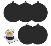 Lot de 5 Tapis en Silicone Noir, Plaque Induction, Tapis de Cuisinière à Induction, 22CM Tapis de Protection, Tapis de Protection pour Cuisinière à Induction, Tapis Antidérapants en Silicone (Noir)