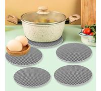 Lot de 5 tapis ronds en silicone pour micro-ondes - 15,2 x 15,2 cm - Résistant à la chaleur - Multifonctionnel - Protection contre les éclaboussures - Dessous de plat - Support de casserole