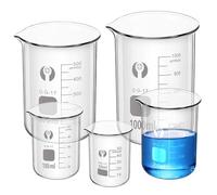 Lot de 5 tasses à mesurer en verre : WANDGU 50 ml, 100 ml, 250 ml, 500 ml, 1000 ml, bécher en verre, tasse à mesurer graduée pour laboratoires, salles de classe, cuisine