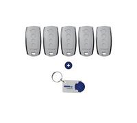 Lot de 5 télécommandes STYLO 4K blanc - 433,92Mhz + 1 Porte-clés DOMOBIP