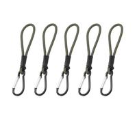 Lot de 5 tendeurs avec mousqueton, sangles élastiques avec mousqueton, crochets élastiques avec boucle de crochet, cordons élastiques courts pour camping, bâches, tente (vert kaki, 5 pièces)