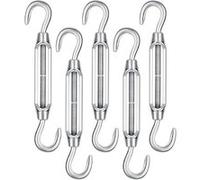 Lot de 5 tendeurs de fil réglables en acier inoxydable - Double crochets - M6 - Linxor Gris G