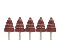 Lot de 5 têtes coniques coniques de ponçage grain 80, tige de 6 mm, convient pour perceuse électrique, outil pneumatique et meuleuse droite (6 × 30 mm)