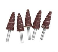 Lot de 5 têtes coniques coniques de ponçage grain 80, tige de 6 mm, convient pour perceuse électrique, outil pneumatique et meuleuse droite (6 × 16 mm)