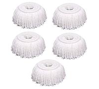 Lot de 5 têtes de Balai à Franges de Rechange en Microfibre, universelles pour Balai à Franges Magiques à 360 °, Forme Ronde, Taille Standard
