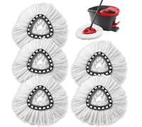 Lot de 5 têtes de balai de rechange pour serpillères pivotantes triangulaires - Recharges en microfibre compatibles avec 1 système de réservoir | Lavable en machine et facile à installer (nettoyage en