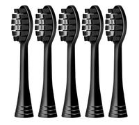 Lot de 5 têtes de brosse à dents de rechange compatibles avec la brosse à dents électrique Gleem - Poils souples moyens compatibles avec la brosse à dents Gleem (noir)