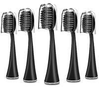 Lot de 5 têtes de brosse à dents de rechange pour brosse à dents Burst Sonic avec capuchons anti-poussière, poils en charbon doux pour un nettoyage en profondeur, noir