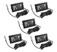 Lot de 5 thermomètres numériques, étanches, surveillance de la température avec 2 x 15 mm, 5 pièces numériques adaptées à la maison pour des lectures fiables pour diverses applications (noir)