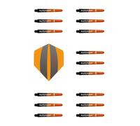 Lot de 5 tiges de fléchettes + ailettes Thor en option, Harrows Supergrip, Supergrip Fusion, Supergrip Fusion-X. (Fusion Short Lot de 5, orange)