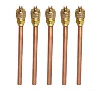 Lot de 5 tiges de valve d'accès de service CVC pour systèmes de réfrigération AC, clapet anti-retour droit en cuivre avec tube de 6,3 mm, débit de voie, 1