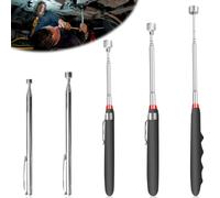 Lot de 5 tiges télescopiques magnétiques - En acier inoxydable - 270 g - Avec lampe LED, télescope et miroir - Aimant télescopique - Aimant à tige durable pour vis, écrous, clés, pièces métalliques