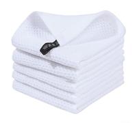 Lot de 5 torchons de cuisine en coton naturel gaufré, design super absorbant, tissu doux et léger, lavable en machine avec crochet de suspension, 30 x 30 cm, blanc