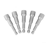 Lot de 5 tourne-écrous de 10 mm avec tige hexagonale pour perceuse électrique, douille compatible avec perceuse sans fil et tournevis électrique, longueur 65 mm, Ch