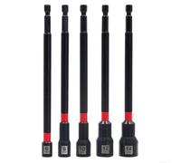 Lot de 5 tourne-écrous longs de 15,2 cm pour perceuse à percussion avec adaptateur à douille hexagonale et traitement par électrophorèse (12 mm)