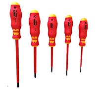 Lot de 5 tournevis isolés WURTH 061396325 VDE à coupe 2,5 4 6,5 à croix PH1 PH2 lames brunies PH aux normes CEI 900 et EN 60900