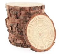 Lot de 5 tranches de bois de pin naturel brut de 3 à 16 cm avec écorce d'arbre pour loisirs créatifs, fête de mariage, peinture, bâtons en bois de 6 à 7 cm