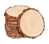 Lot de 5 tranches de bois naturel de 7 x 7 x 1 cm, disques en bois de pin brut avec écorces pour loisirs créatifs, sous-verres, décoration de mariage
