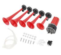 Lot de 5 trompettes musicales 125 dB - 12V - Avec compresseur - Pour voiture, camion, bateau, bus